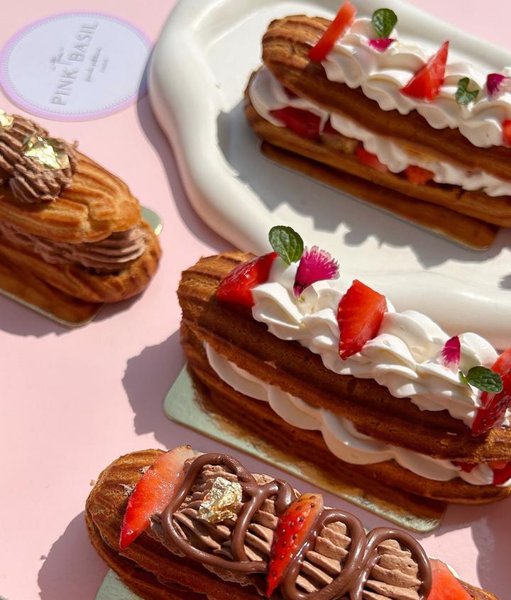 Strawberry and crème Chantilly éclairs by The Pink Basil